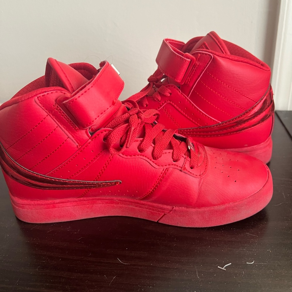Red High-Top Fila Sneakers